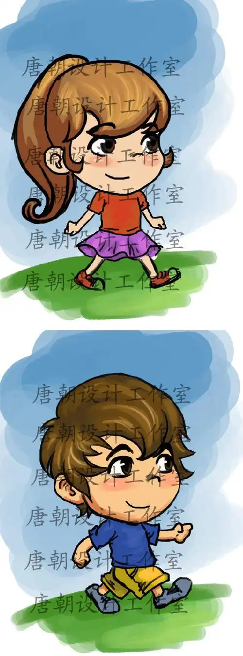 大脑袋卡通人物原画修改-卡通形象设计