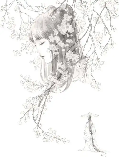 100张唯美古风女子手绘线稿超全女子古风线稿图集