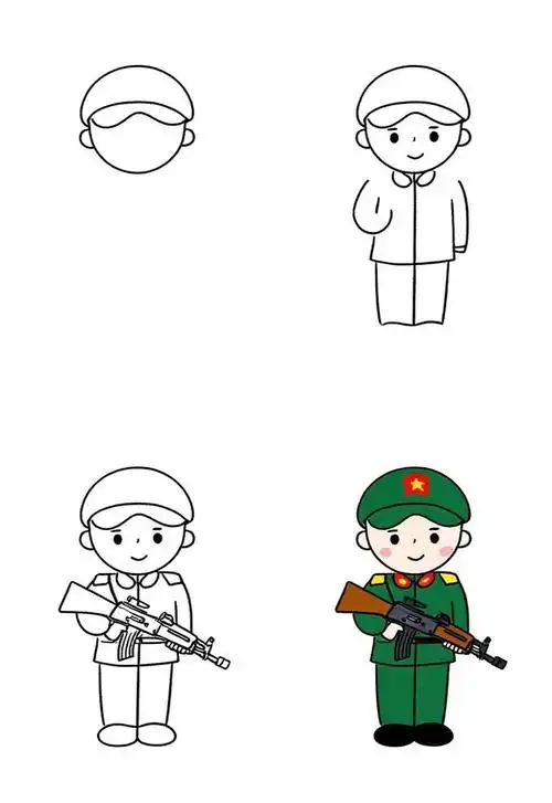 🎨解放军叔叔简笔画🌟