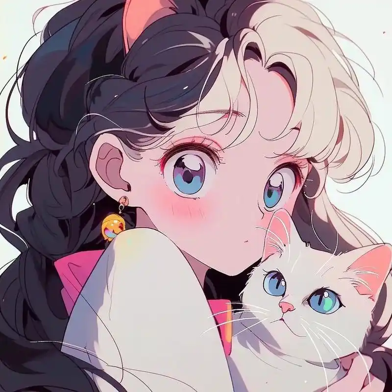 少女和猫|超治愈日系动漫头像 有一些小猫假扮成人类与我们相爱93