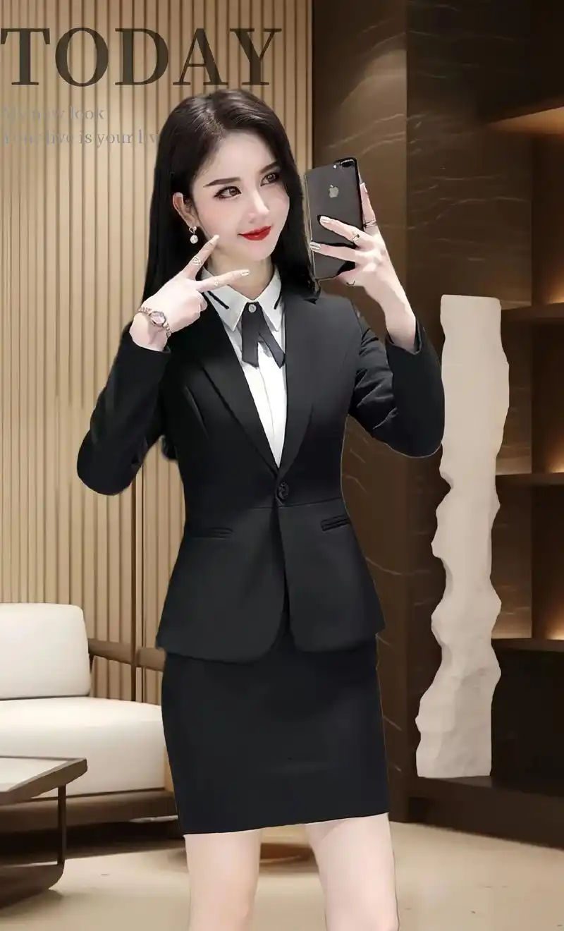 时尚修身职业西服套装女西装正装酒店前台面试上班气质职业套装