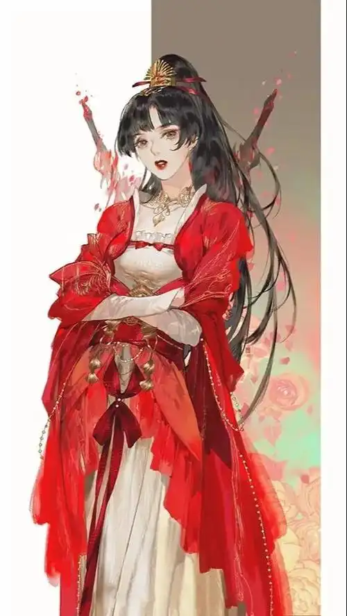 有没有好看的古风执剑红衣美女图片?_尚可名片