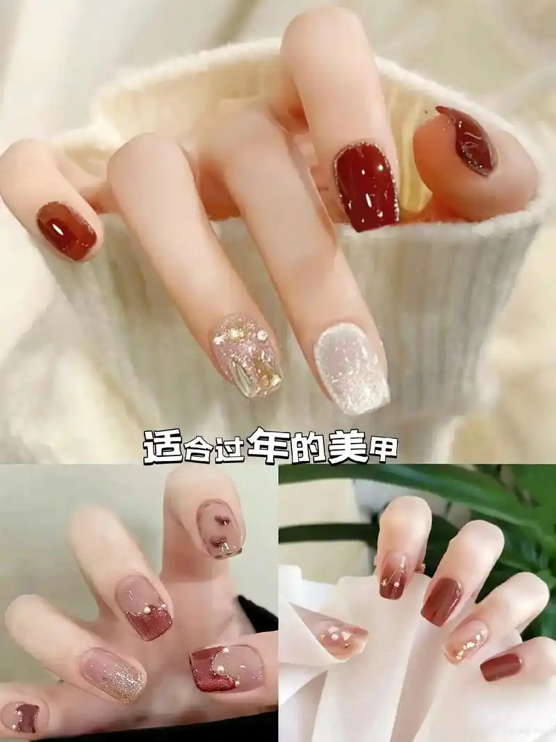 过年美甲97,显白又高级!红色,金色,粉色,超多流行色任你选 - 抖音