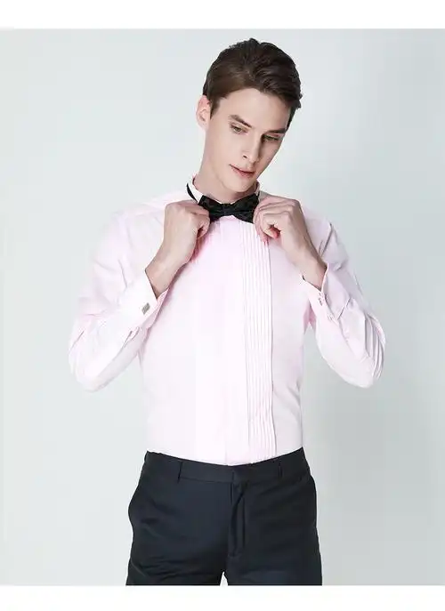 法式礼服袖扣衬衫结婚新郎伴郎衬衣活动宴会演出服装团体送领结