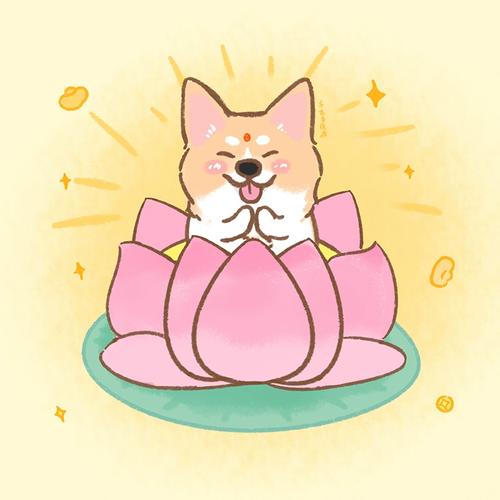 佛系荷花好运连连手绘宠物头像q版萌宠定制猫猫咪狗狗照片转卡通