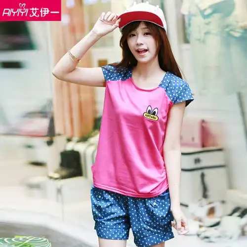 艾伊一2014夏装时尚学生两件套运动服短裤套装 玫红色 xl - 京东触屏