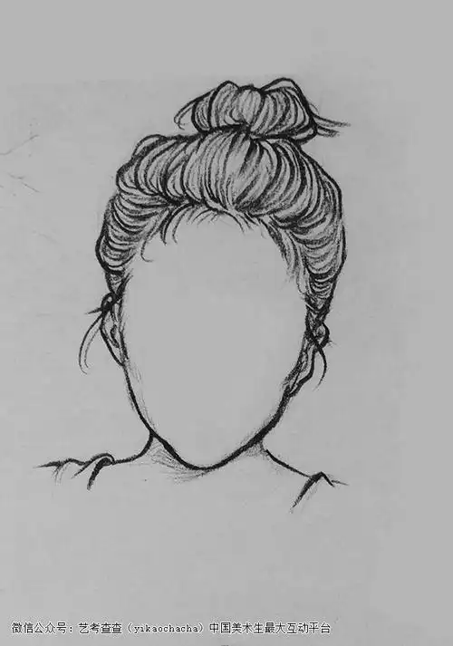 人物速写丸子头正面的画法