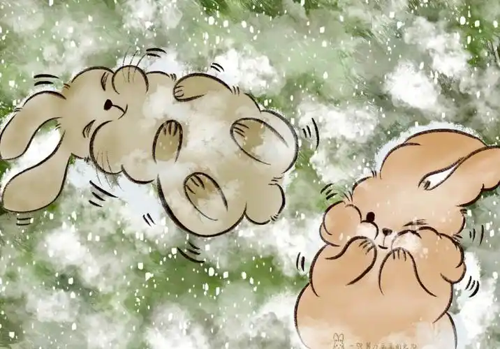 兔兔们也爱下雪天原创ipad壁纸清新治愈