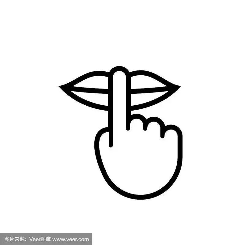 保持沉默和安静的嘴唇和手指沉默手势,向量图标