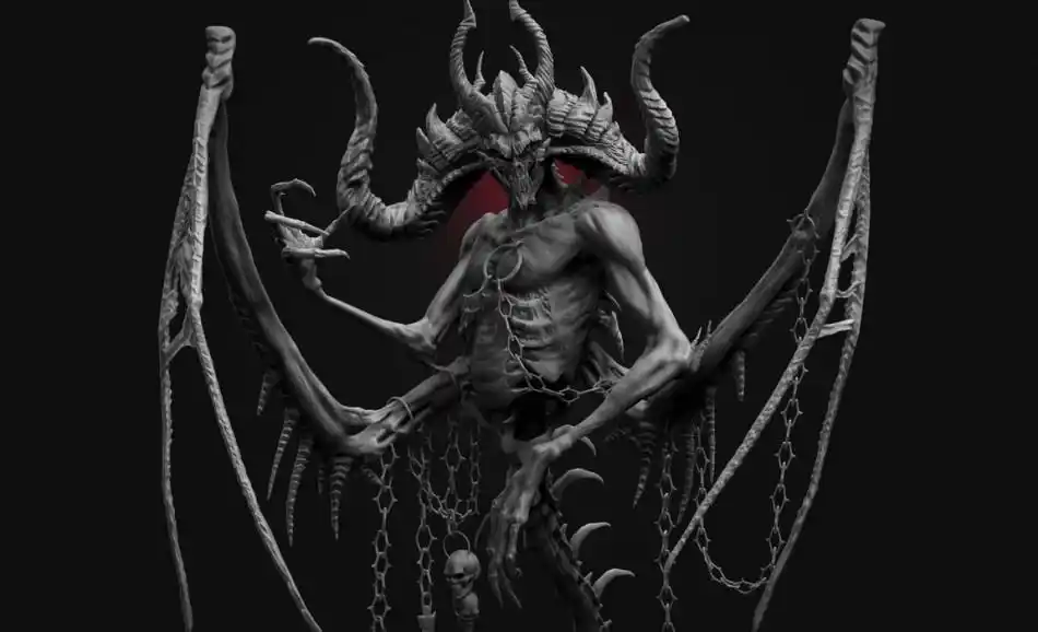 暗黑破坏神墨菲斯托3d塑像