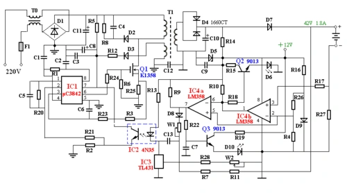 雅迪电动车充电器电路图(高标牌)