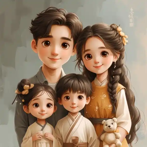 亲子头像|2024一家四口姐弟「插画合集1」原创