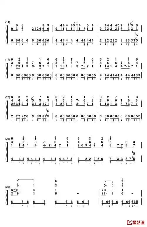 计算机音乐简谱hop,hop钢琴简谱-数字双手-azis