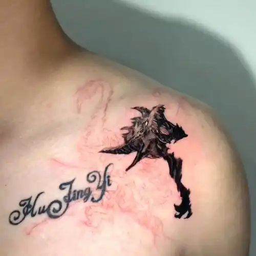 微雕写实西方龙纹身暂未完工