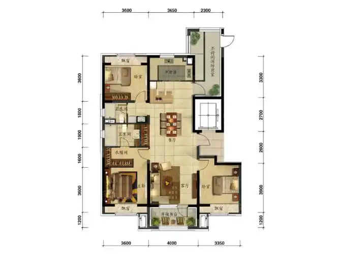 万科翡翠之光3室2厅2卫户型图