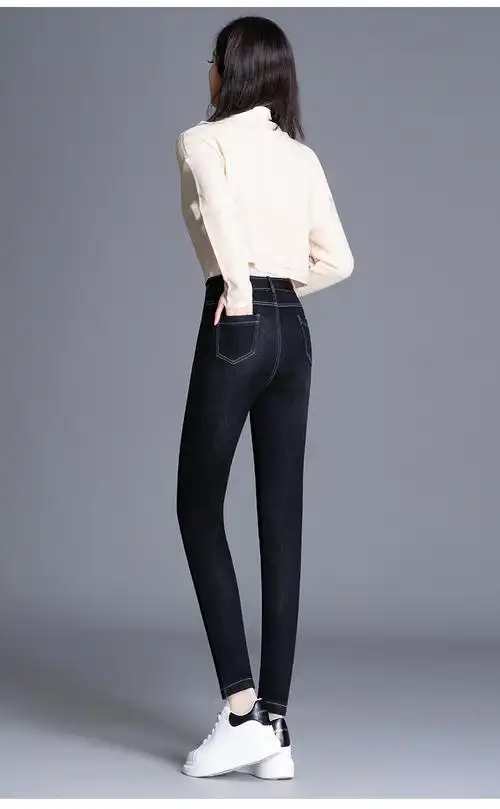 加绒牛仔裤女士2020年新款秋冬高腰显瘦铅笔裤修身小脚长裤子
