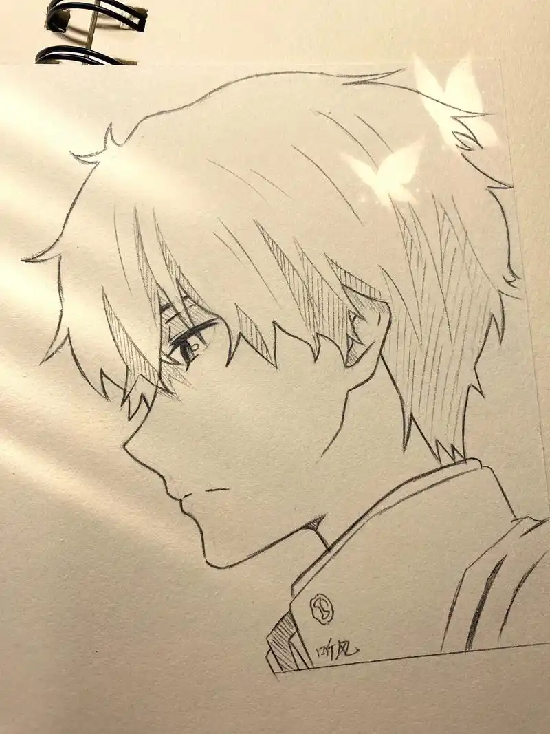 简笔画教程.#简笔画 #折木奉太郎 #临摹 情头千千万,折木 - 抖音