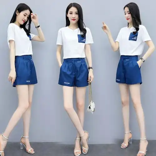 时尚短裤套装女2020夏季新款气质宽松显瘦休闲洋气减龄裤装两件套