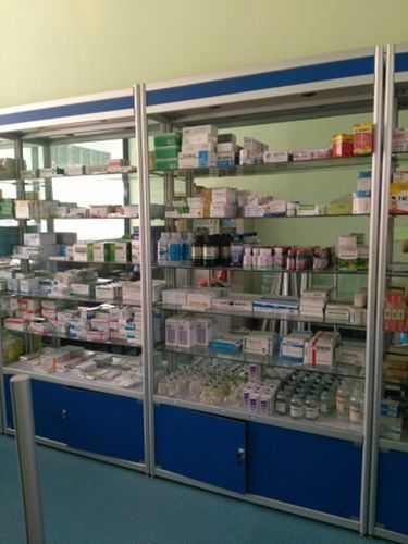 西药柜台玻璃展示柜医药诊所药店货柜药房货架药品药店柜中岛药柜
