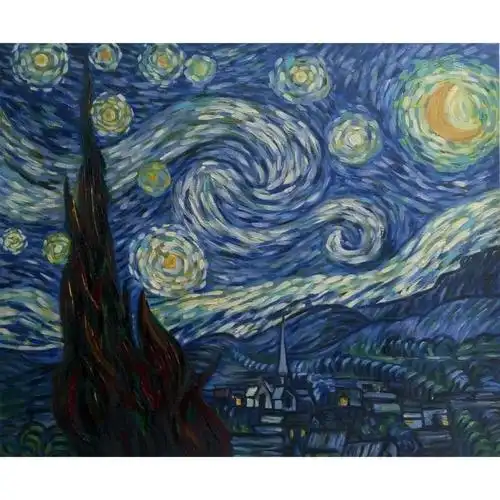 韦振华油画作品《【梵高星空】作者韦振华 临摹》