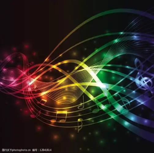 炫彩动感光线音符音乐背景图片