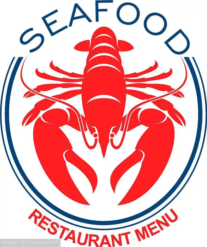 巨大的红色龙虾图标在蓝色椭圆形框架