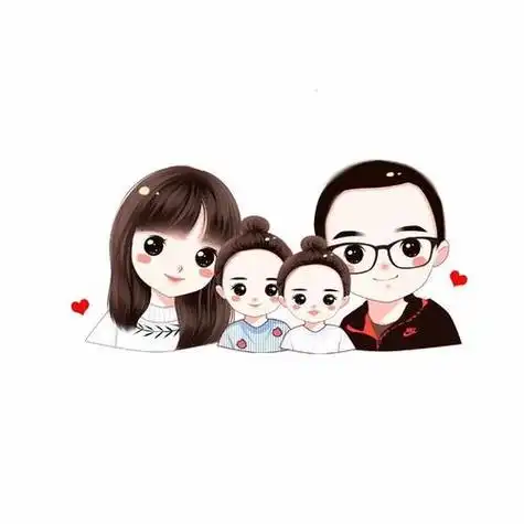 可爱卡通头像一家四口两个女孩 卡通头像图片大全 -【爱个性】