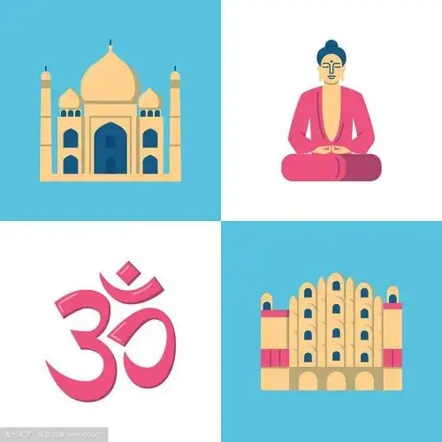 印度文化图标设置在平面风格