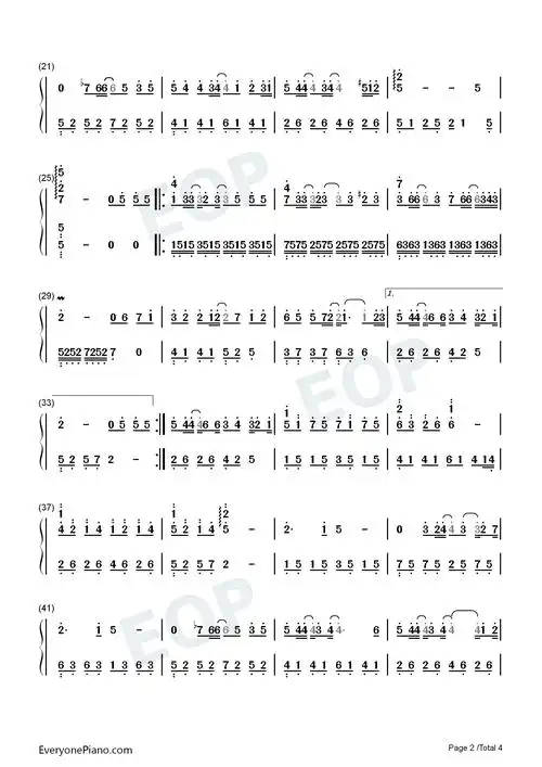 刻在我心底的名字原调完整版双手简谱预览2