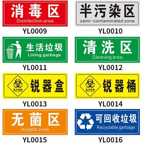 标识牌感染损伤化学性废物存放点标志标yl0011生活垃圾pp背胶5张20x