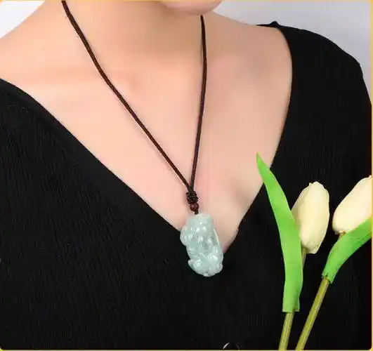 q天然翡翠貔貅吊坠玉坠玉项链玉佩玉石吊坠项坠男女情侣款依莲妃翡翠