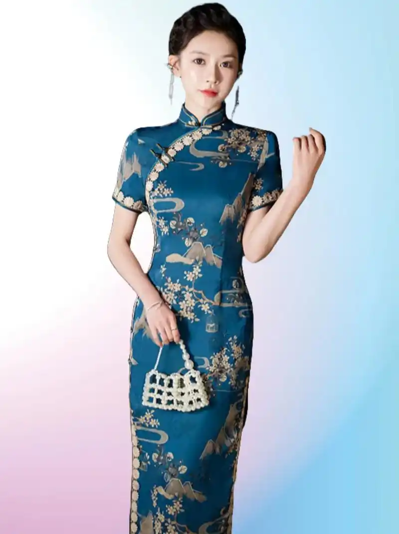 复古风手工旗袍 穿上它,美美哒7715