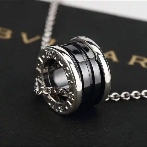 宝格丽纯银黑陶瓷吊坠项链