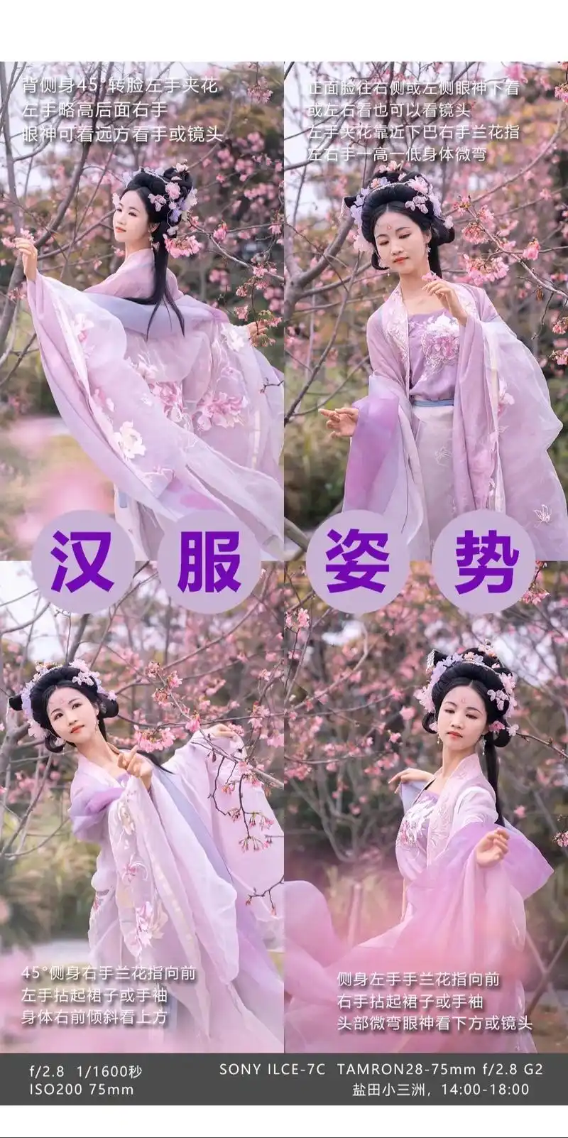 国风古装汉服十二花神樱花写真拍摄姿势技巧