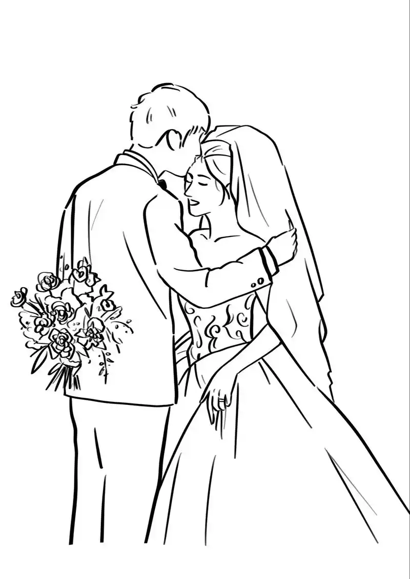 婚纱照还没修好 简笔画先出炉咯 @小馋猫