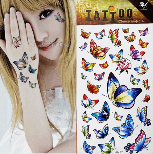 手指纹身贴防水女蝴蝶持久小图案小清新逼真满5张包邮满十送一