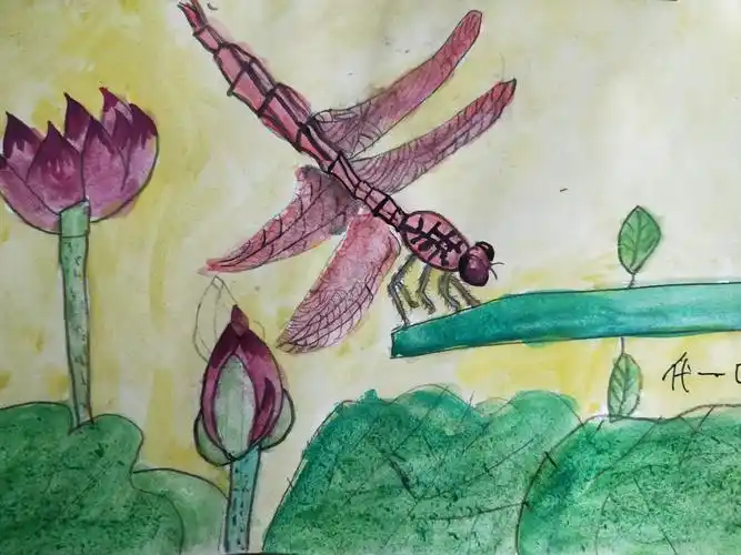 上午小学段绘画主题《小蜻蜓》