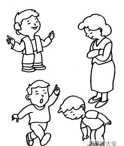 儿童简笔画人物妈妈与孩子