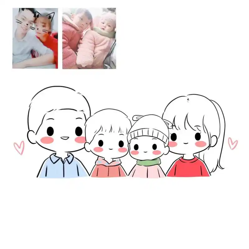 手绘头像简笔画全家福一家四口 卡通头像‖亲子图像‖女生头像‖男生
