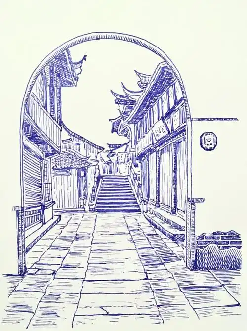 每日一画day247钢笔画之乌镇三