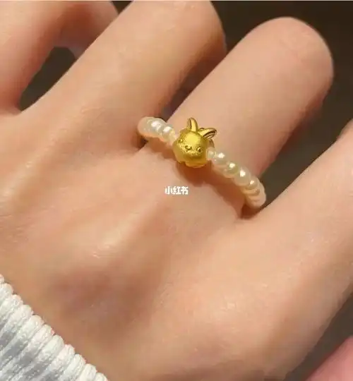 周大福兔子珍珠戒兔兔珍珠戒指