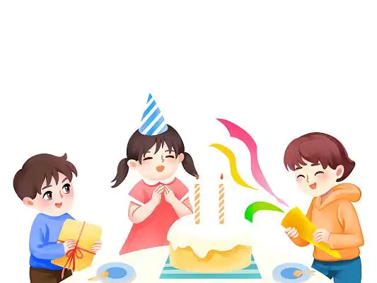 彩色手绘卡通人物儿童生日派对生日会儿童生日会元素png素材