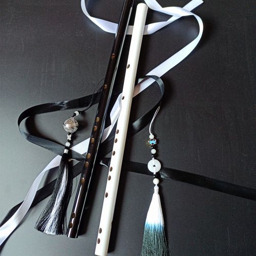 普通红色中国结(笛袋配红色) 纯黑笛 黑色魏无羡笛白色顾昀笛子蓝穗