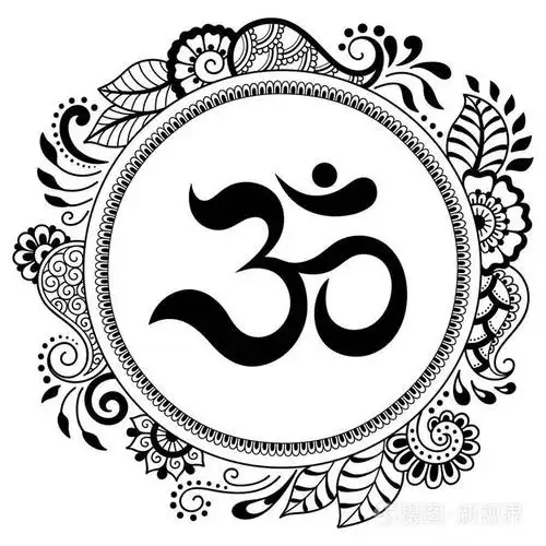 om 装饰符号.曼海蒂风格.在古代印度教咒 om.