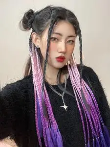 渐变脏辫假发直接戴彩绳成品接发荒原计划彩色假辫子女麻花辫发饰