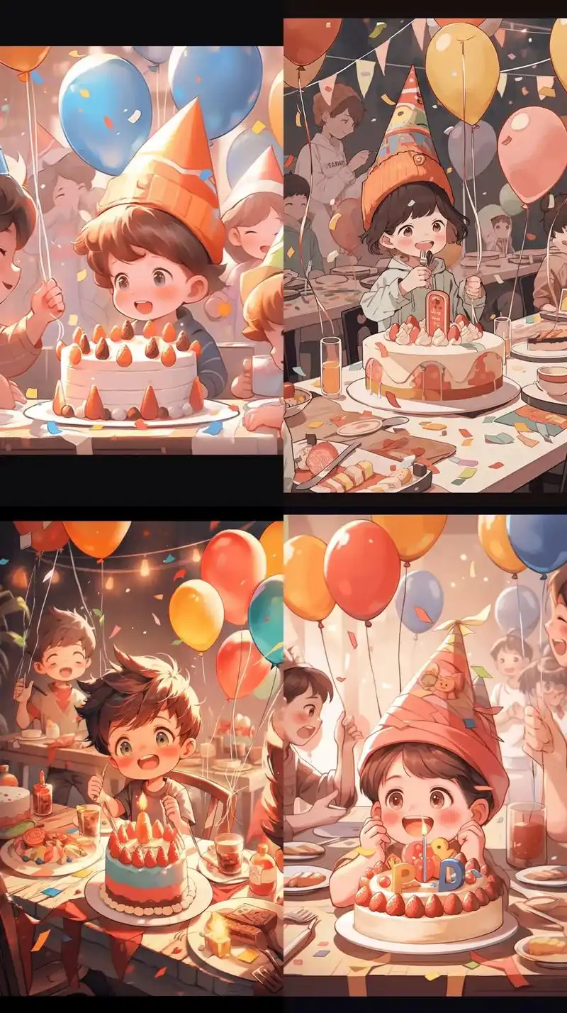 ai绘画生日壁纸/插画男生可爱过生日.#我又来送图啦 #这画 - 抖音