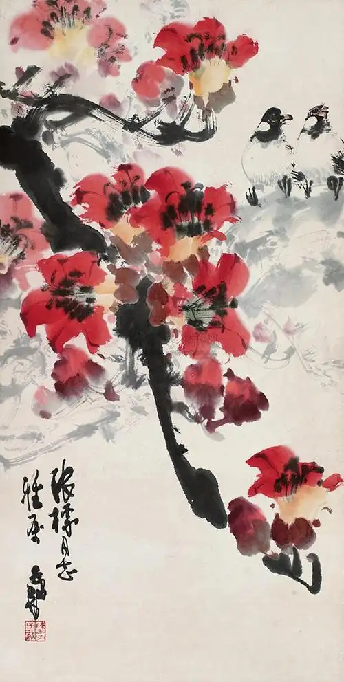 陈子毅木棉花立轴