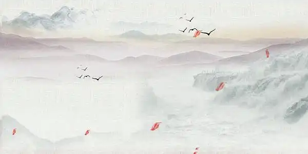 清雅水墨风山河海报背景psd