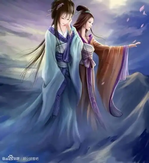 【古图专帖】——『美女系列』——(紫)蓝衣女子_古风图片吧_百度贴吧