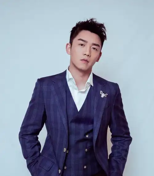 郑恺帅气亮相某活动 蓝色格纹西装精致帅气